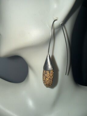 925 Chan Luu Speckled Beige and Brown Drop Earrings